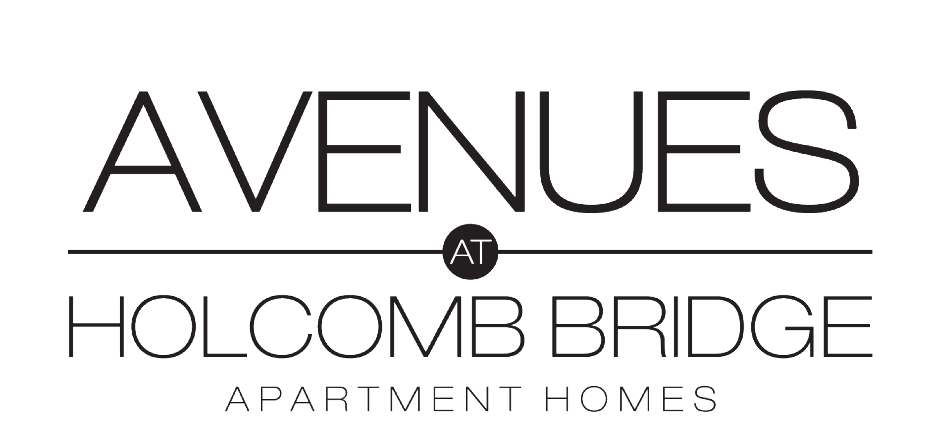 A green sign with the words Avenues Holcomb Bridge Apartment Homes.